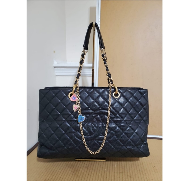 Authentic CHANEL Caviar Quilted XL Grand Shopping Tote GST Black - Picture 4 of 11